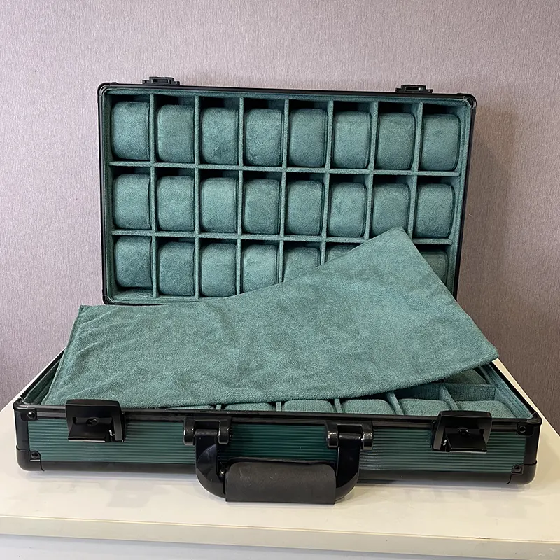 48 Slots Watch Organizer Box Dark Green High Materials Double Side Gift Case